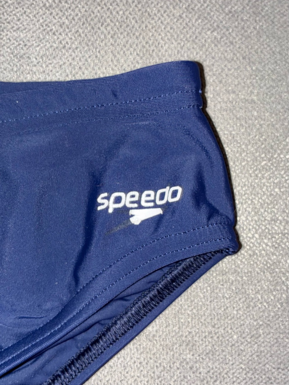 Speedo Dark Blue Men's Swim Briefs with White Logo - Picture 2 of 5